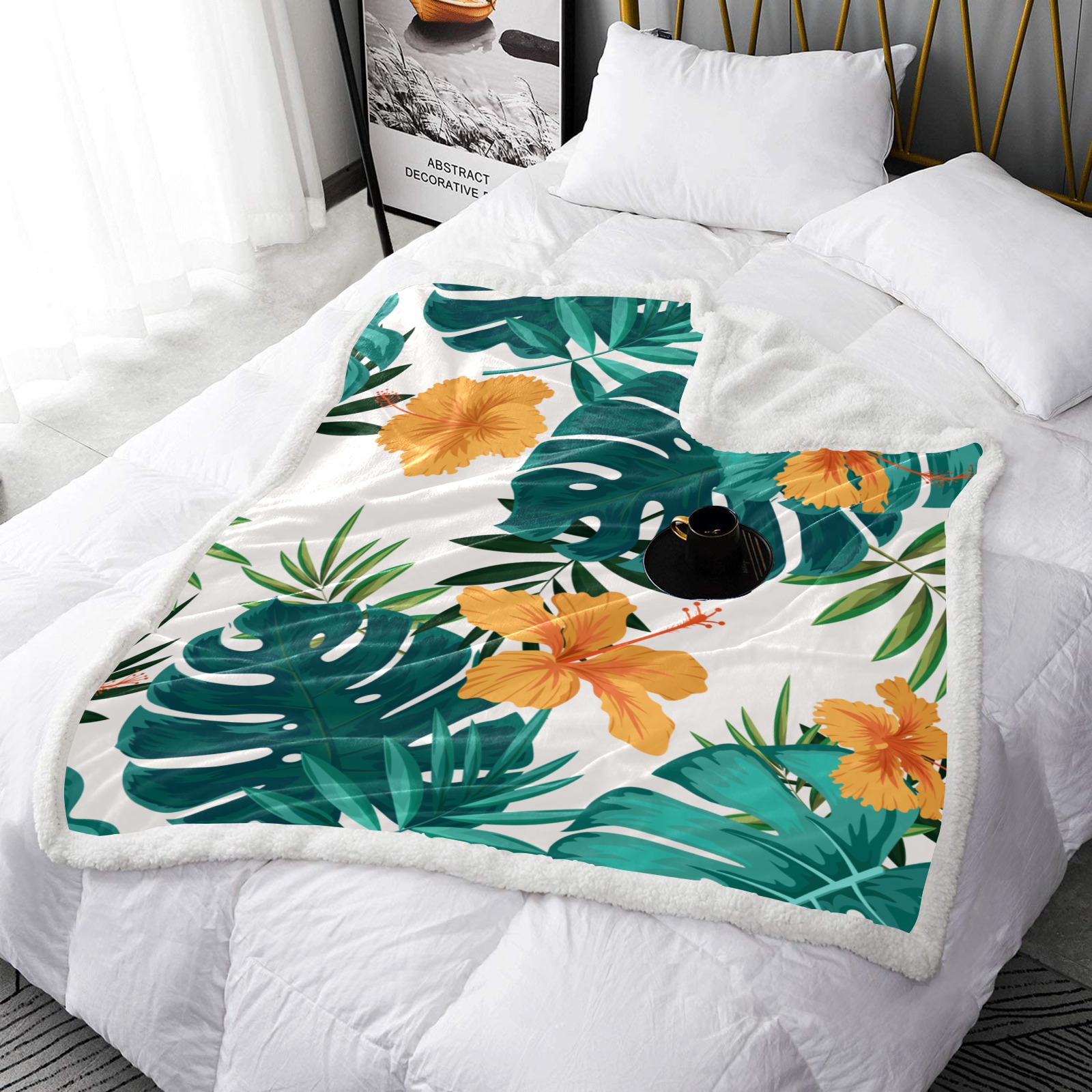 Tropical Double Layer Short Plush Blanket 50"x60" ID D6208450