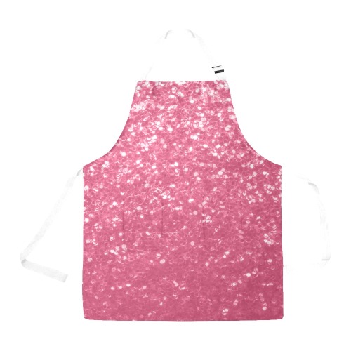 Magenta light pink red faux sparkles glitter All Over Print Apron