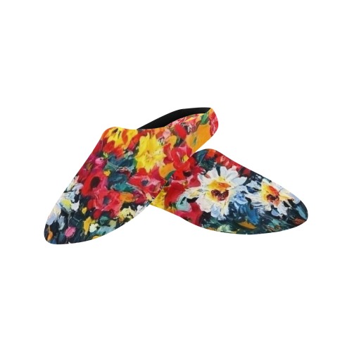Fall Floral Bouquet Women's Non-Slip Cotton Slippers (Model 0602)