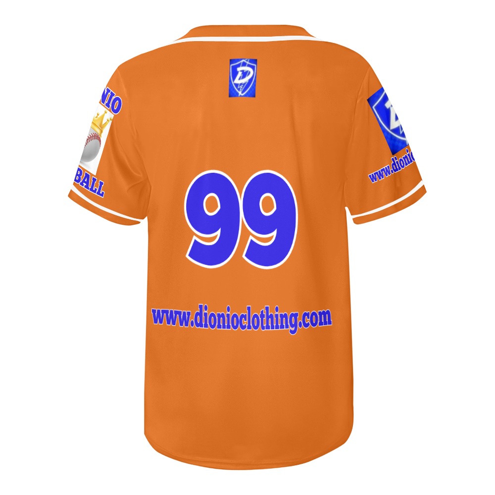 DIONIO Clothing - ROYALS JERSEY 99 (Orange& Blue) All Over Print Baseball Jersey for Men (Model T50)