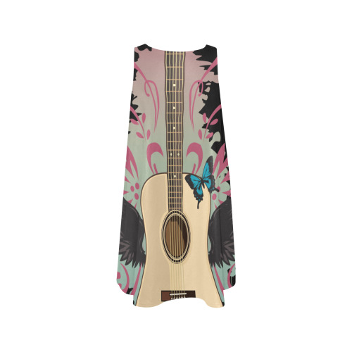 Guitar Vibes Sleeveless A-Line Pocket Dress (Model D57)