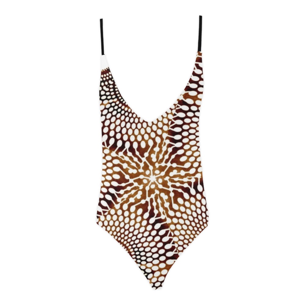 AFRICAN PRINT PATTERN 4 Sexy Lacing Backless One-Piece Swimsuit (Model S10)