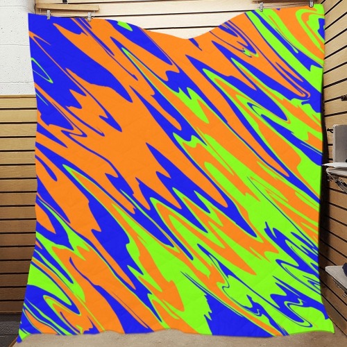 Spray Paint Orange Blue Lime Quilt 70"x80"