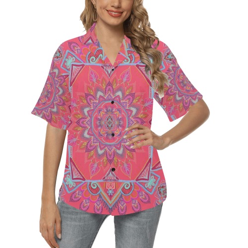 gamba pastel pink All Over Print Hawaiian Shirt for Women (Model T58)
