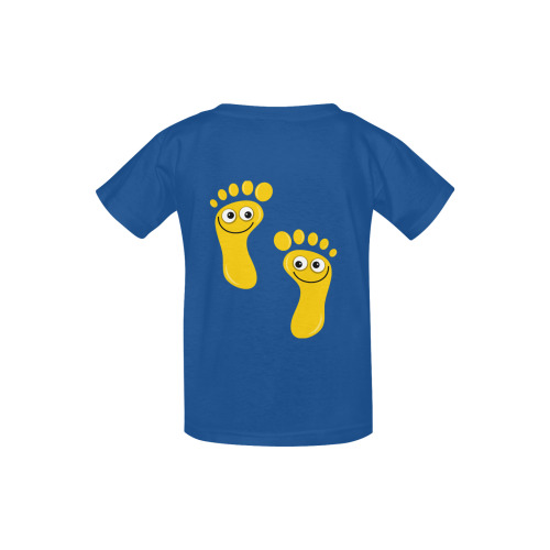 Happy Cartoon Yellow Human Foot Prints Kid's  Classic T-shirt (Model T22)