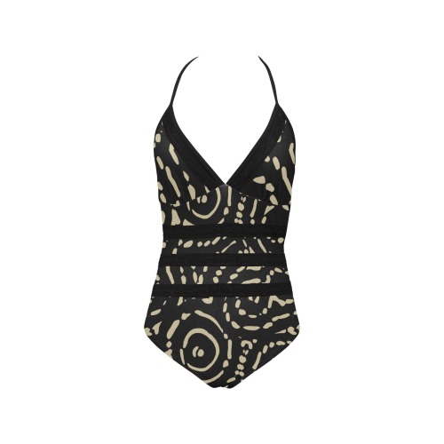 Vintage Style Lace Band Embossing Swimsuit (Model S15)