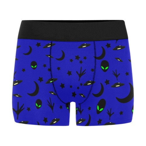 Aliens and Spaceships - Blue Men's All Over Print Boxer Briefs (Model L10)
