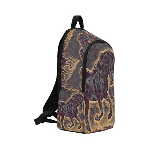 Horse Black Smoked Fabric Backpack for Adult (Model 1659)
