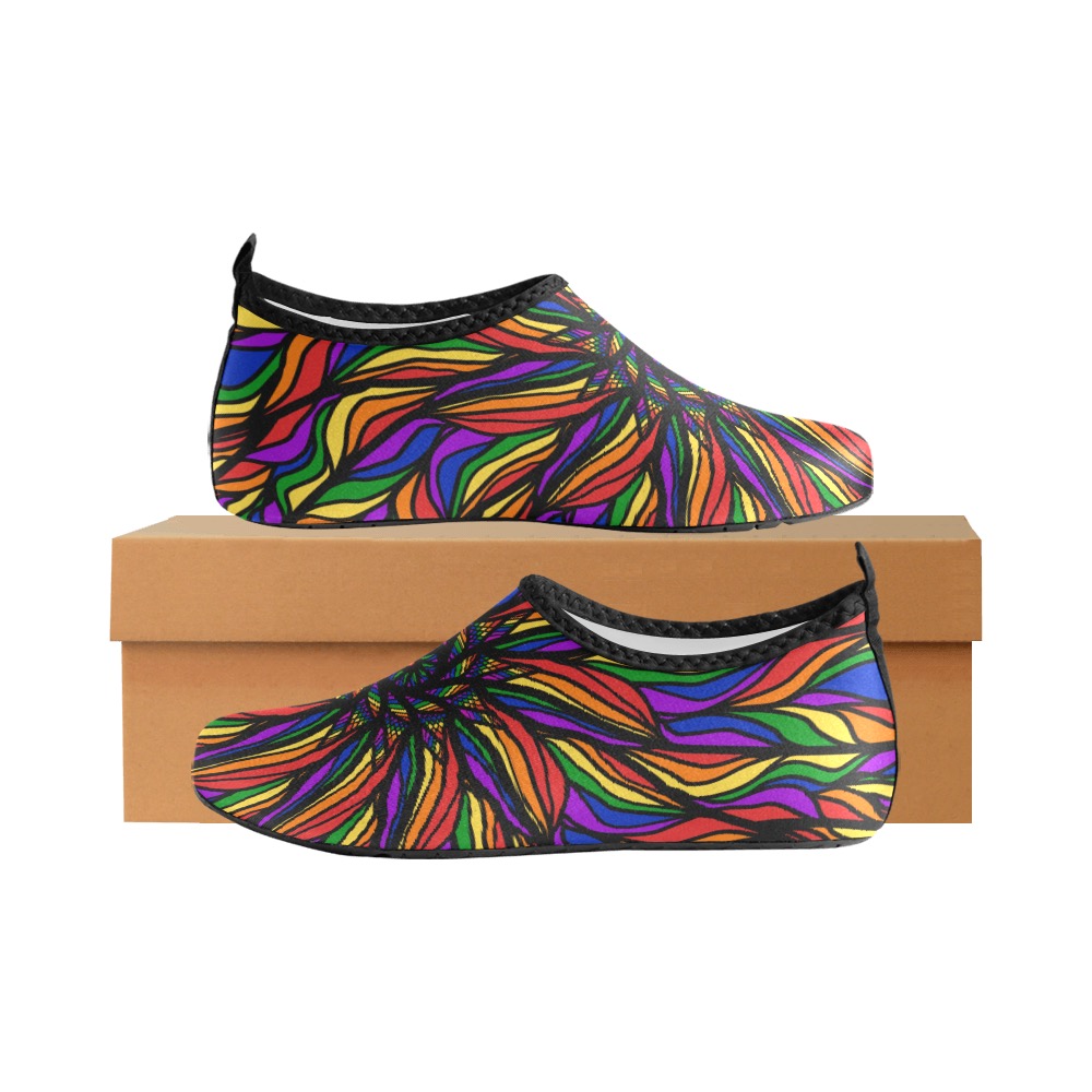 Ô Rainbow Feathers Women's Slip-On Water Shoes (Model 056)