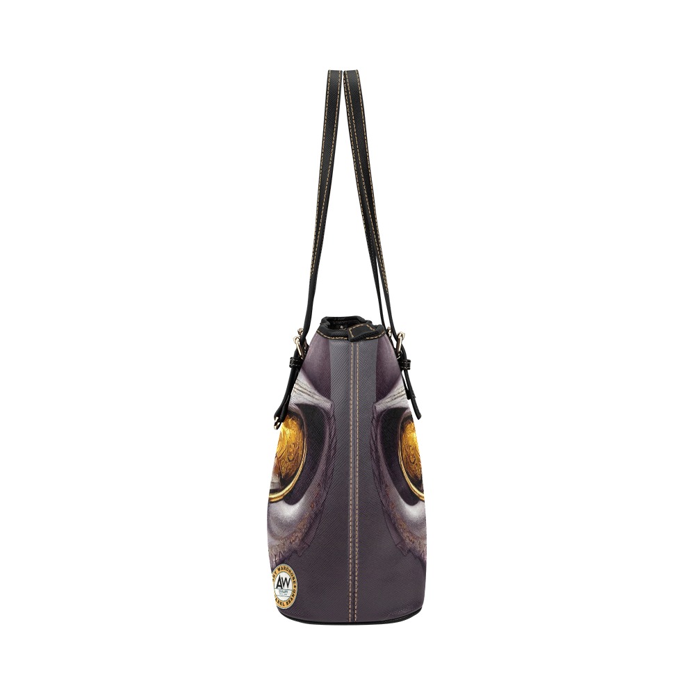 skull with gold eye's Leather Tote Bag/Large (Model 1651)