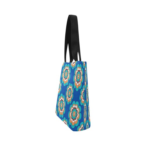 Turquoise Flower on Blue Canvas Tote Bag (Model 1657)