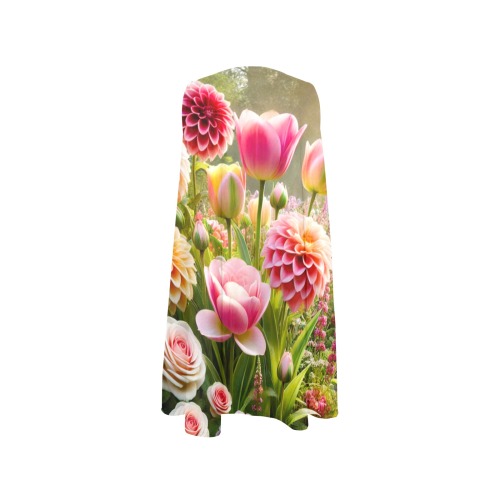 tulips and dahlias Sleeveless A-Line Pocket Dress (Model D57)