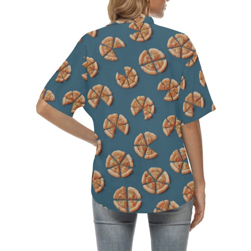 Pizza time All Over Print Hawaiian Shirt for Women (Model T58)