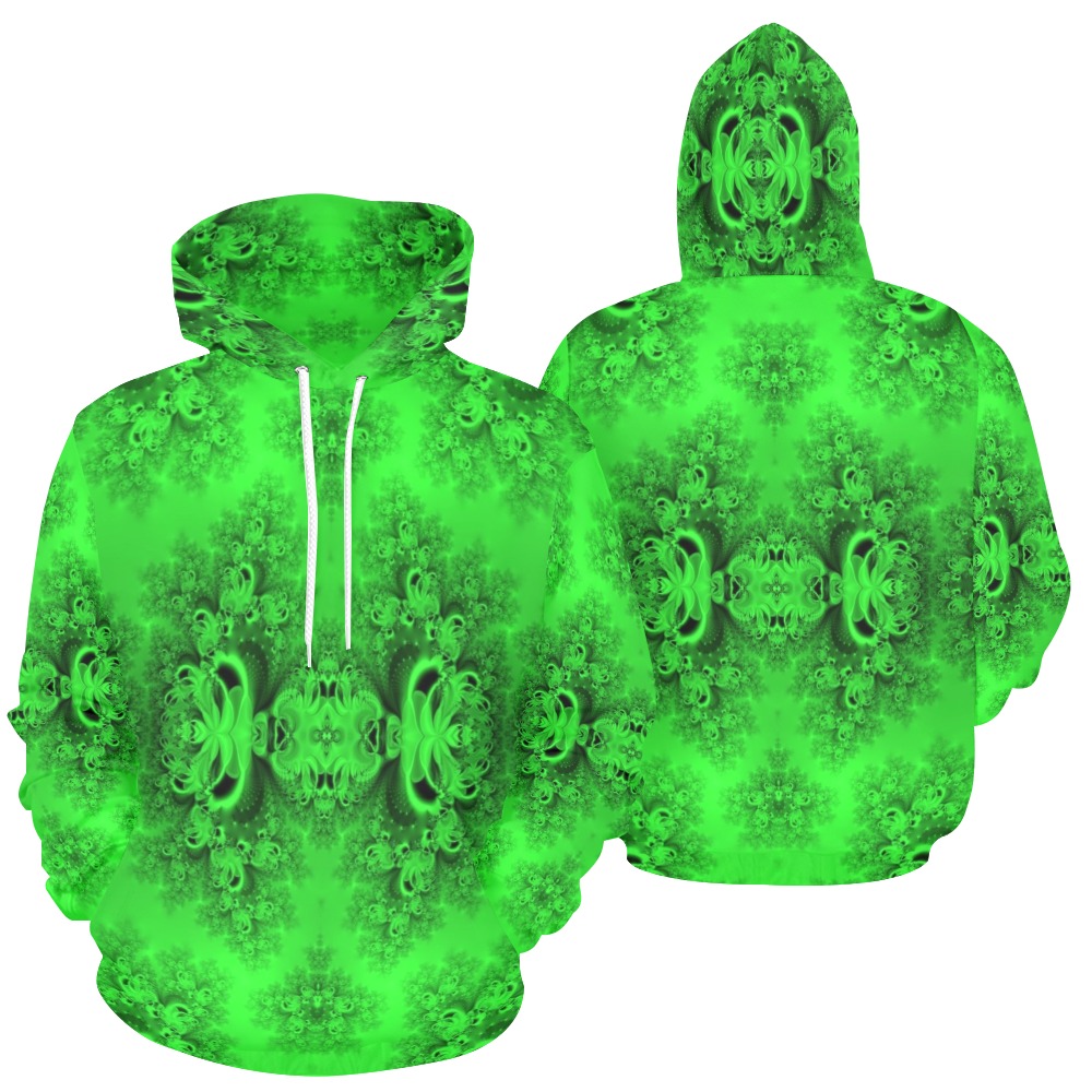 New Spring Forest Growth Frost Fractal All Over Print Hoodie for Women (USA Size) (Model H13)