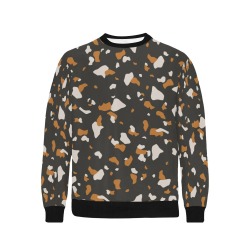 Dark modern terrazzo PDP Men's Rib Cuff Crew Neck Sweatshirt (Model H34)