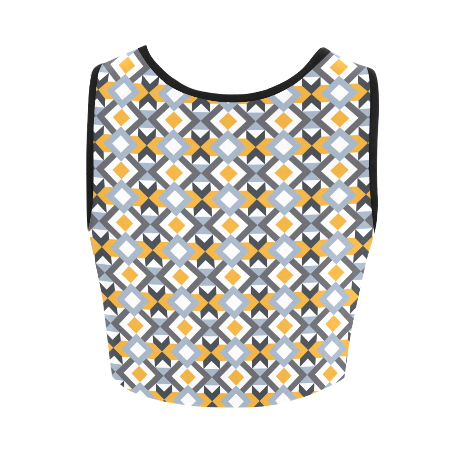 Retro Angles Abstract Geometric Pattern Women's Crop Top (Model T42)