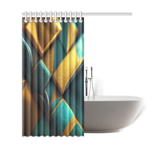 turquoise and gold abstract pattern Shower Curtain 69"x72"