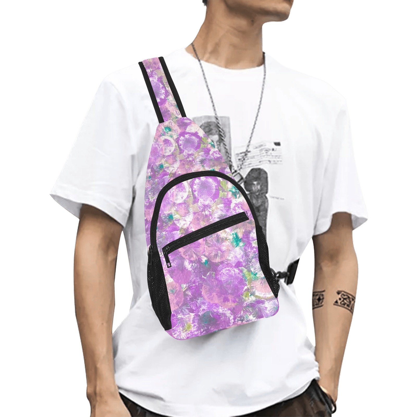 pink flowers All Over Print Chest Bag (Model 1719)