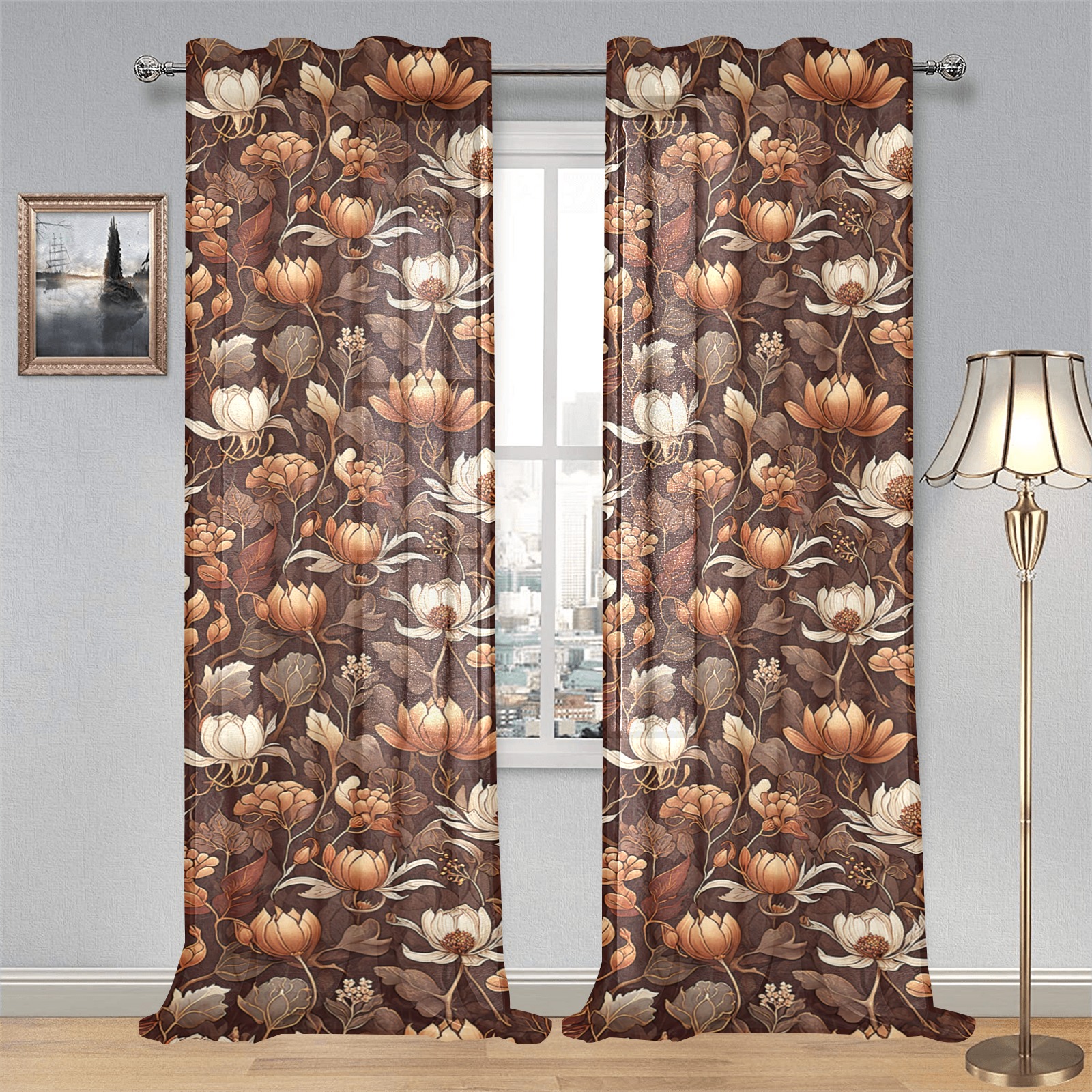 Fabulous Florals 38 Gauze Curtain 28"x95" (Two-Piece)