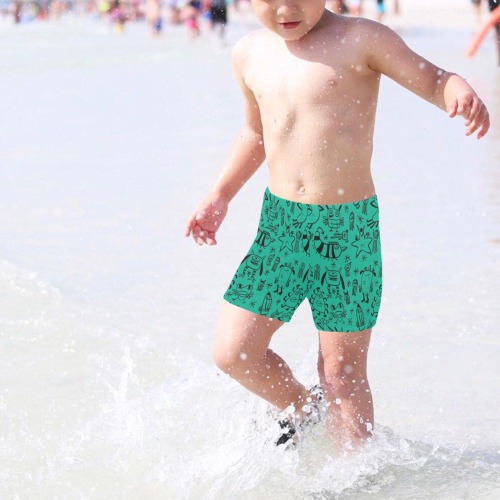 PATTERN MOSTRINI verde Little Boys' Swimming Trunks (Model L57)
