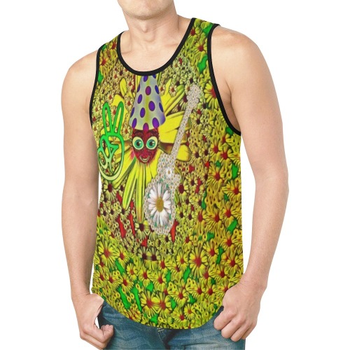 festive peace loving cartoon with a guitar New All Over Print Tank Top for Men (Model T46)
