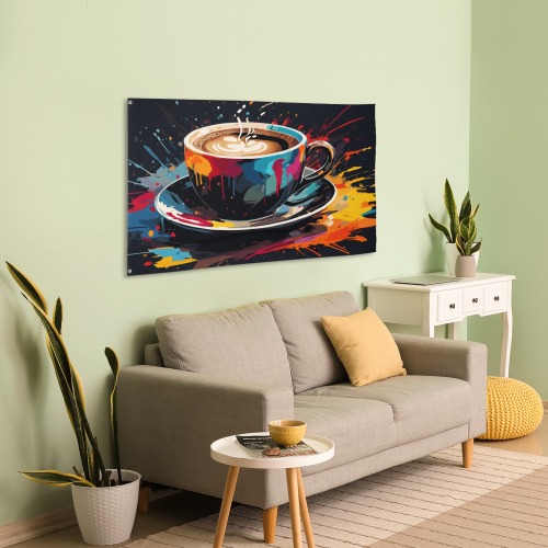 Need more hot tasty coffee colorful abstract art House Flag 56"x34.5"