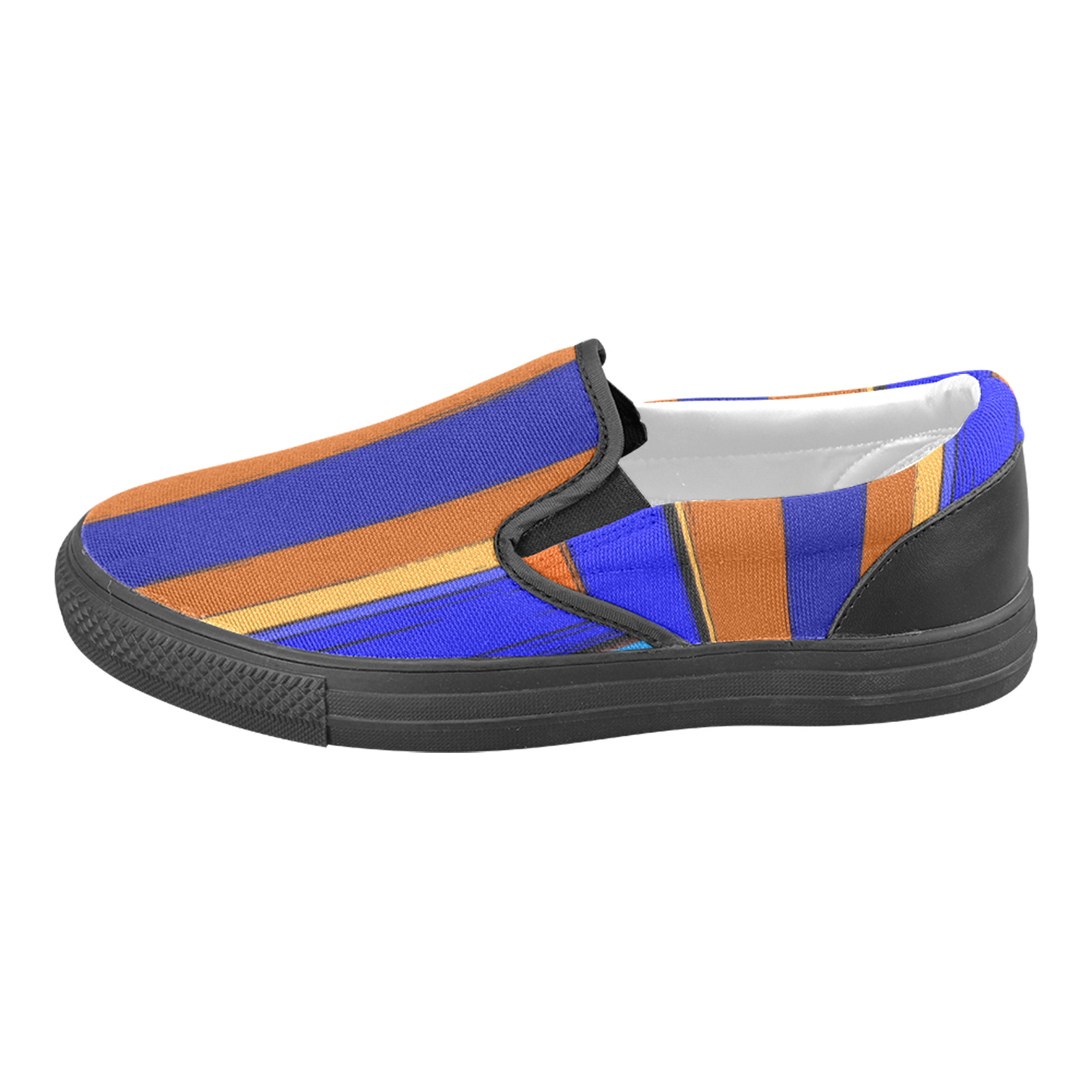 Abstract Blue And Orange 930 Men's Unusual Slip-on Canvas Shoes (Model 019)