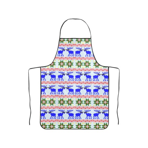 Christmas Ugly Sweater Reindeer Women's Overlock Apron with Pocket