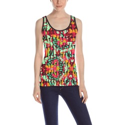Psychedelic vibrant ornamental black All Over Print Tank Top for Women (Model T43)