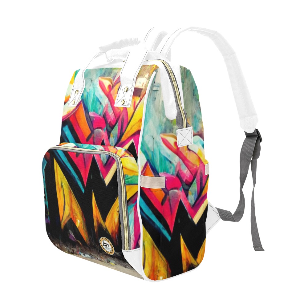 colourful graffiti street Multi-Function Diaper Backpack/Diaper Bag (Model 1688)