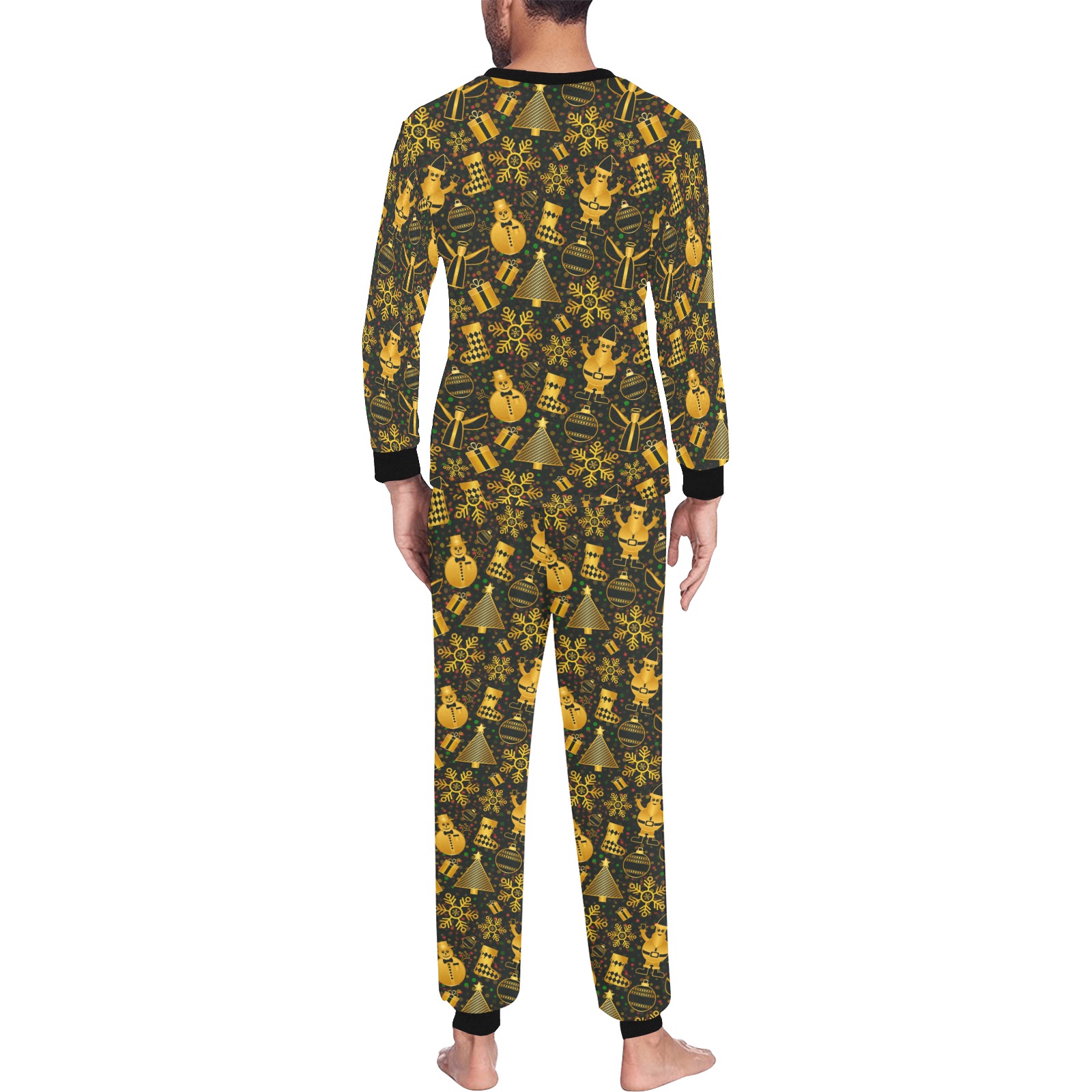 Golden Christmas Icons Men's All Over Print Pajama Set