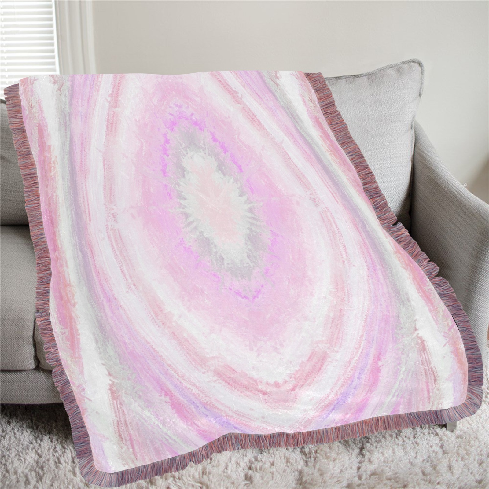 water8 Ultra-Soft Fringe Blanket 60"x80" (Mixed Pink)