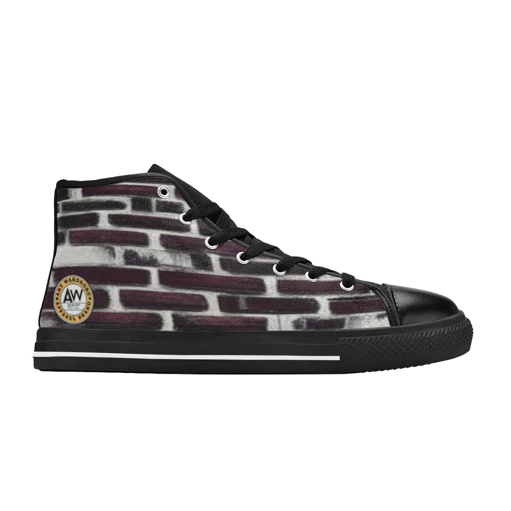 burgundy bricks Women's Classic High Top Canvas Shoes (Model 017)