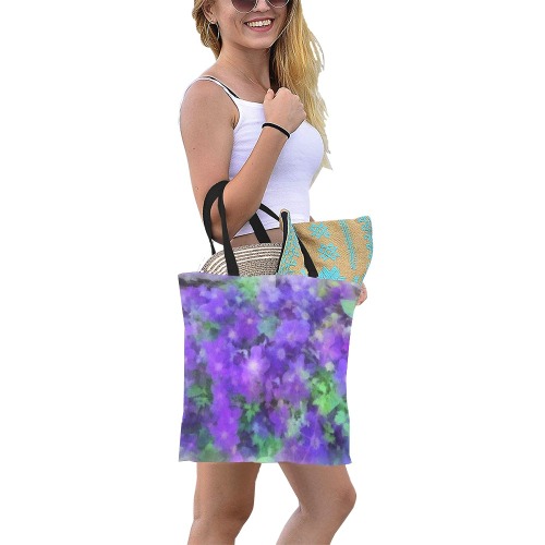 Jackmanii Clematis Watercolor All Over Print Canvas Tote Bag/Small (Model 1697)