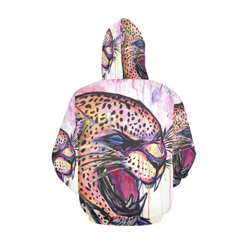 Leopard Scream All Over Print Hoodie for Men (USA Size) (Model H13)