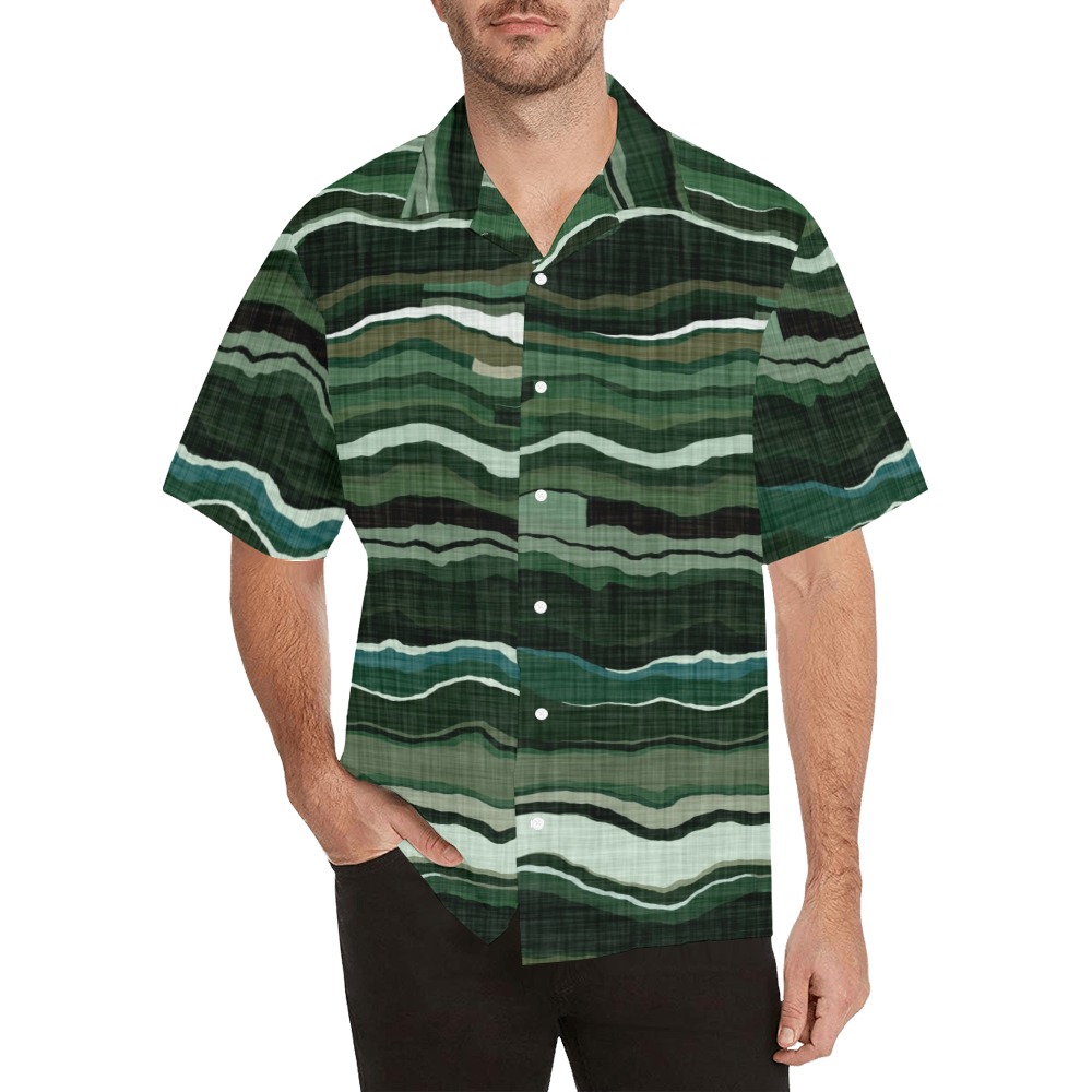 Camo brushstrokes green 3 Hawaiian Shirt (Model T58)
