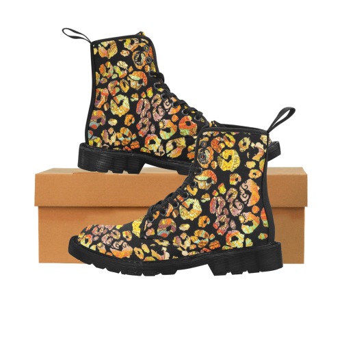 Cheetah Lica Martin Boots for Women (Black) (Model 1203H)
