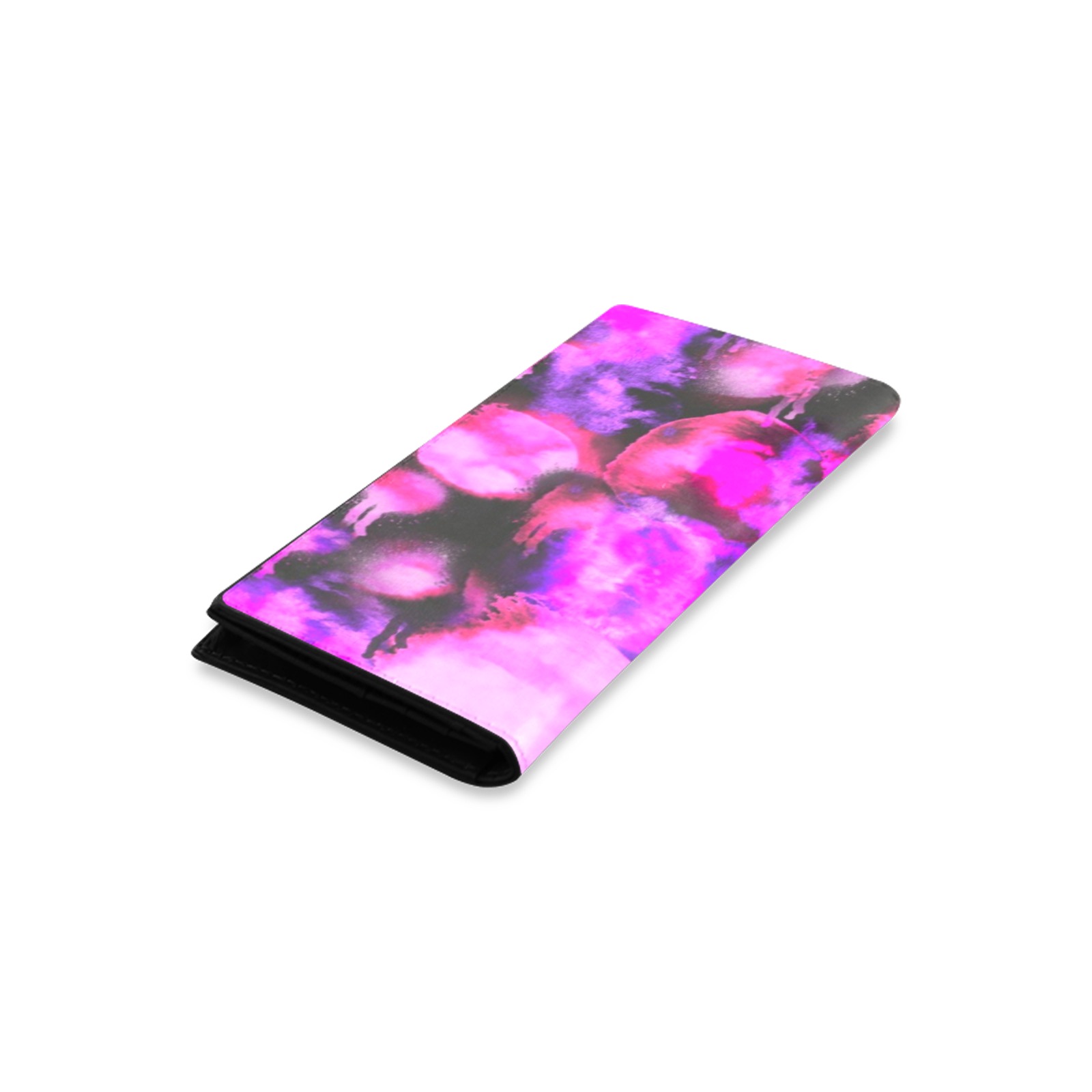 Graffiti dots pink and dark-2 Women's Leather Wallet (Model 1611)
