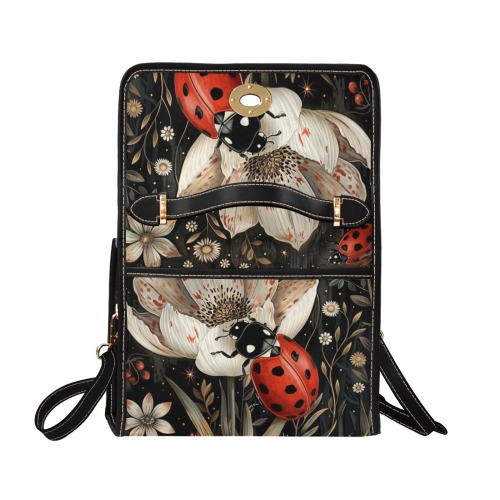 Lady Bug Satchel Handbag Waterproof Canvas Bag-Black (All Over Print) (Model 1641)