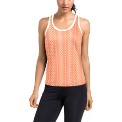 Peach Coral Chevron Women's Racerback Tank Top (Model T60)