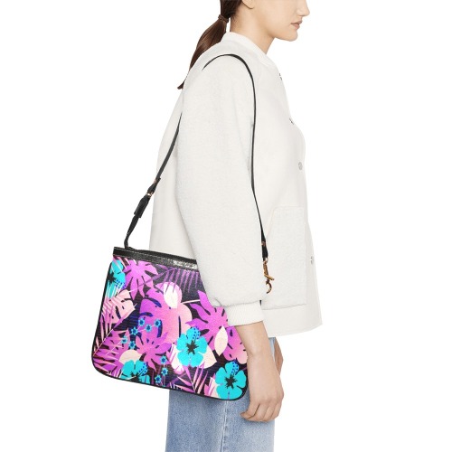 GROOVY FUNK THING FLORAL PURPLE Small Shoulder Bag (Model 1710)