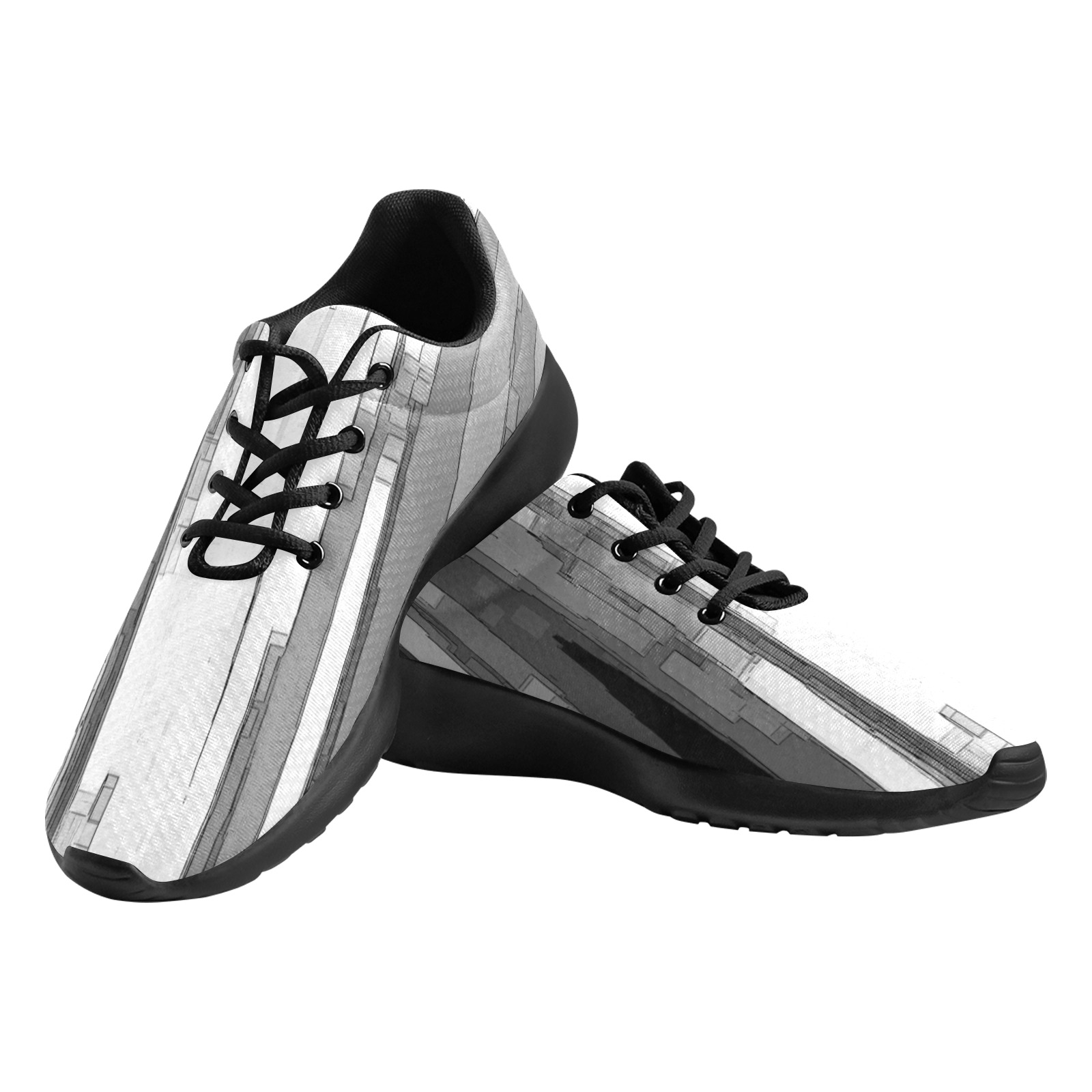 Greyscale Abstract B&W Art Men's Athletic Shoes (Model 0200)