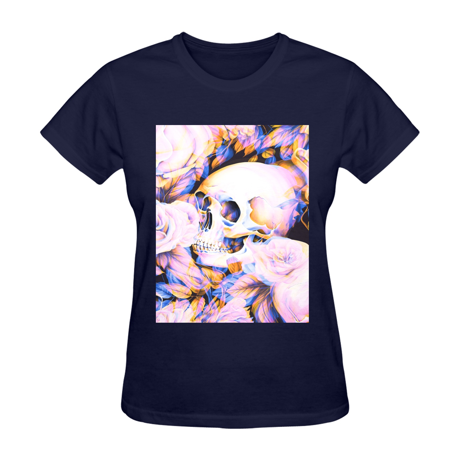 Psychedelic Pink Skull Sunny Women's T-shirt (Model T05)