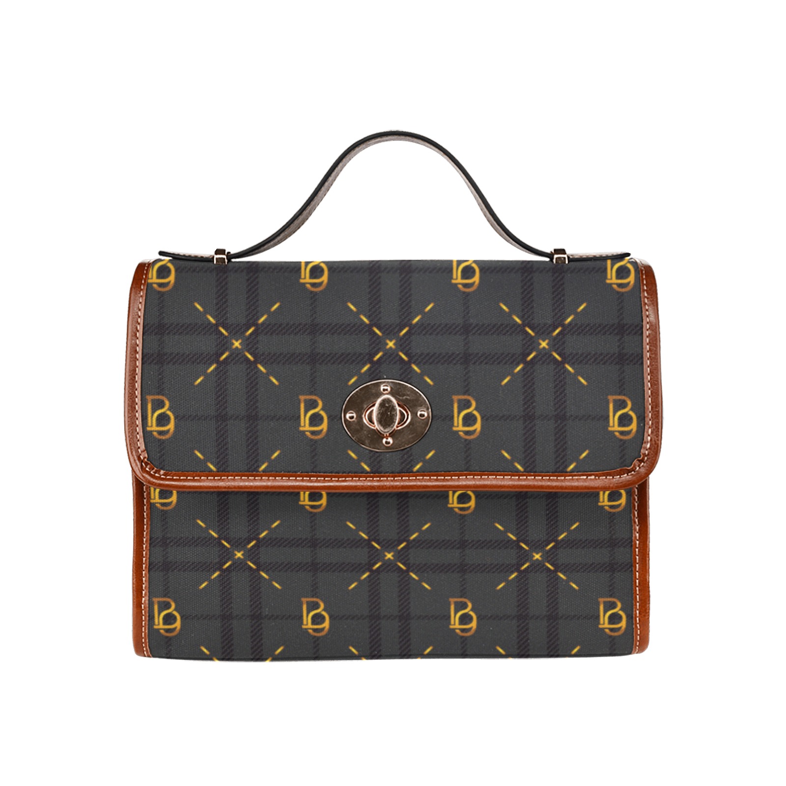bpg-coco logo pattern handbag Waterproof Canvas Bag-Brown (All Over Print) (Model 1641)