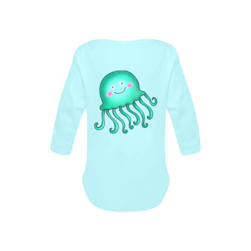 Jellyfish Sealife Cartoon Baby Powder Organic Long Sleeve One Piece (Model T27)