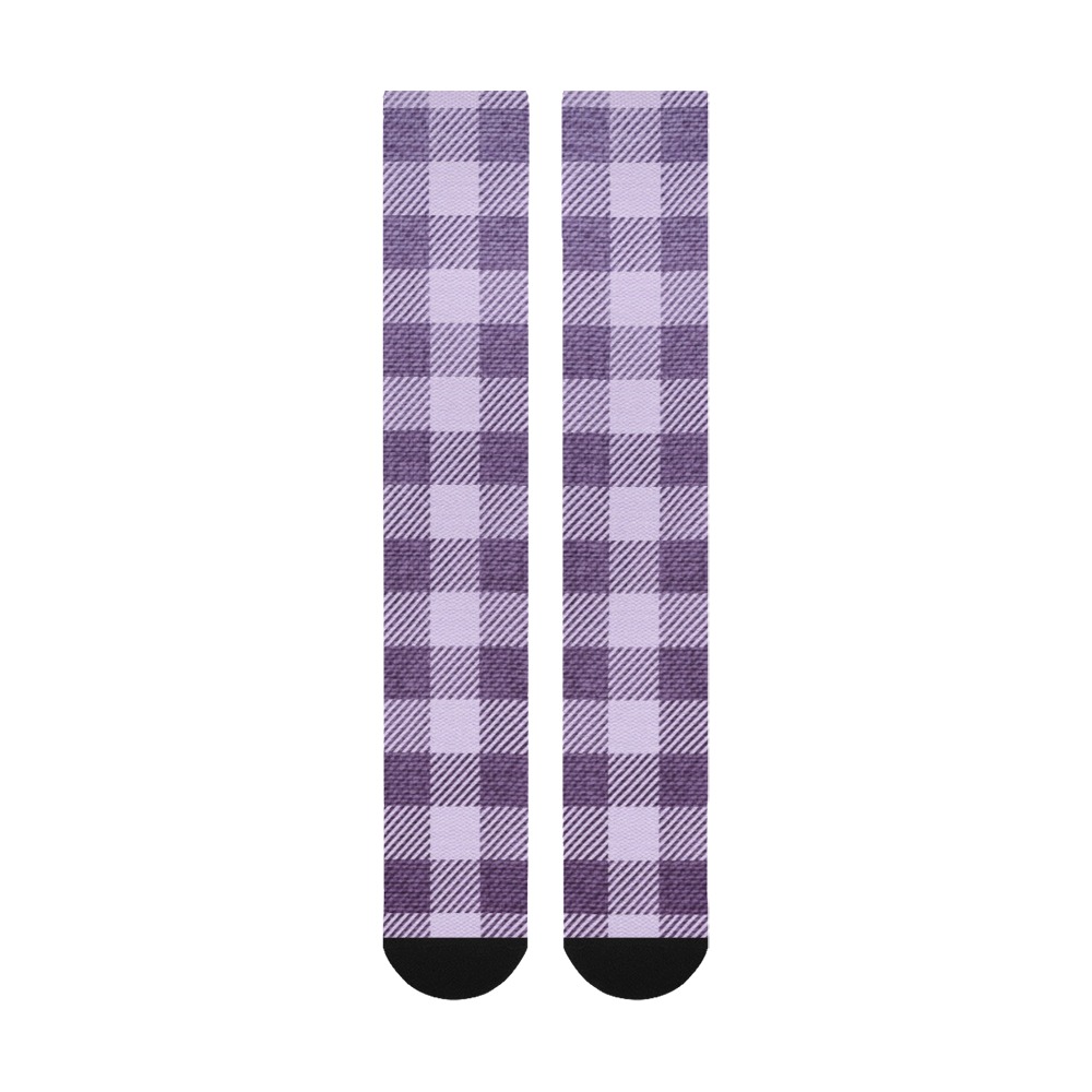 Pastel Purple Plaid Over-The-Calf Socks