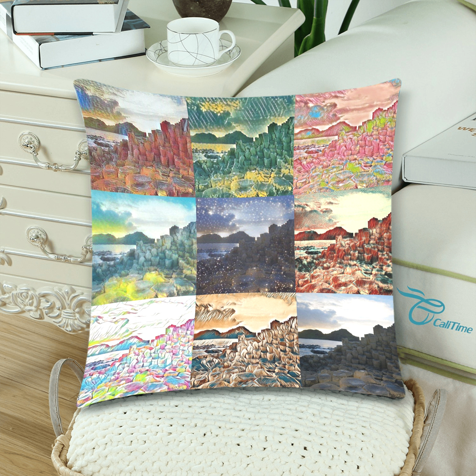 The Giant's Causeway, County Antrim, Northern Ireland Collage Custom Zippered Pillow Cases 18"x 18" (Twin Sides) (Set of 2)