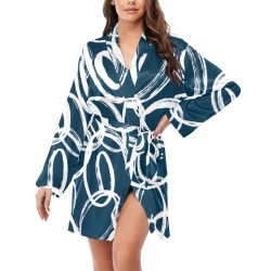 Abstract circular strokes Women's Long Sleeve Belted Night Robe