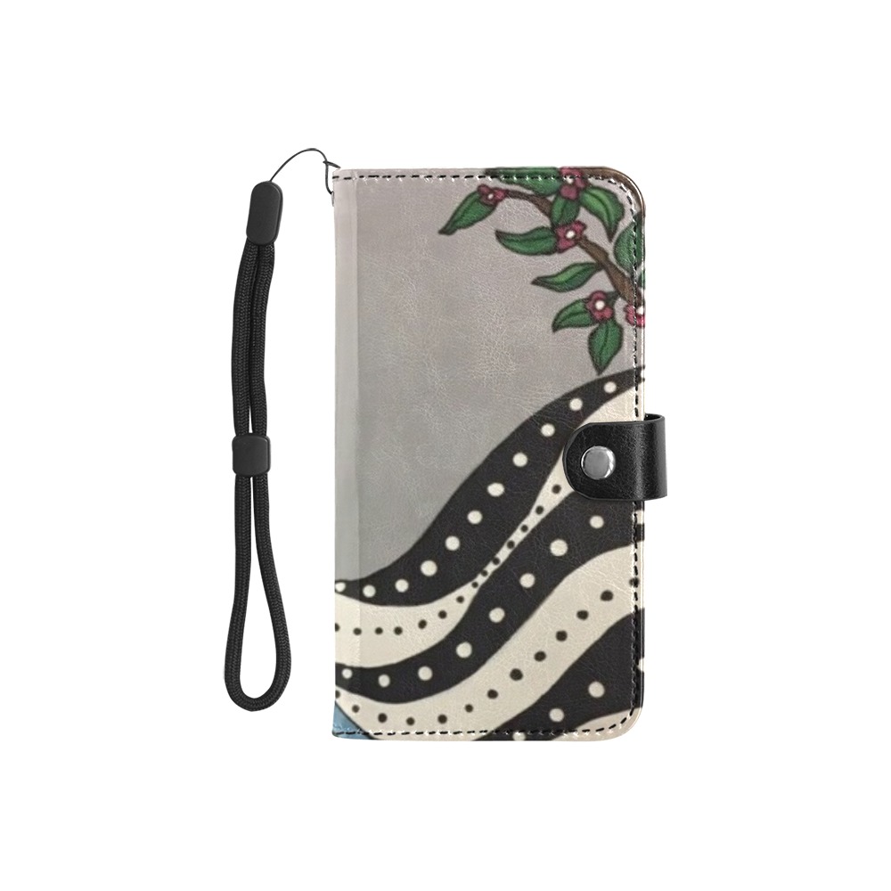 Tribal Bird Flip Leather Purse for Mobile Phone/Small (Model 1704)