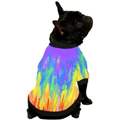 Flames Paint Abstract Purple Pet Dog Round Neck Shirt